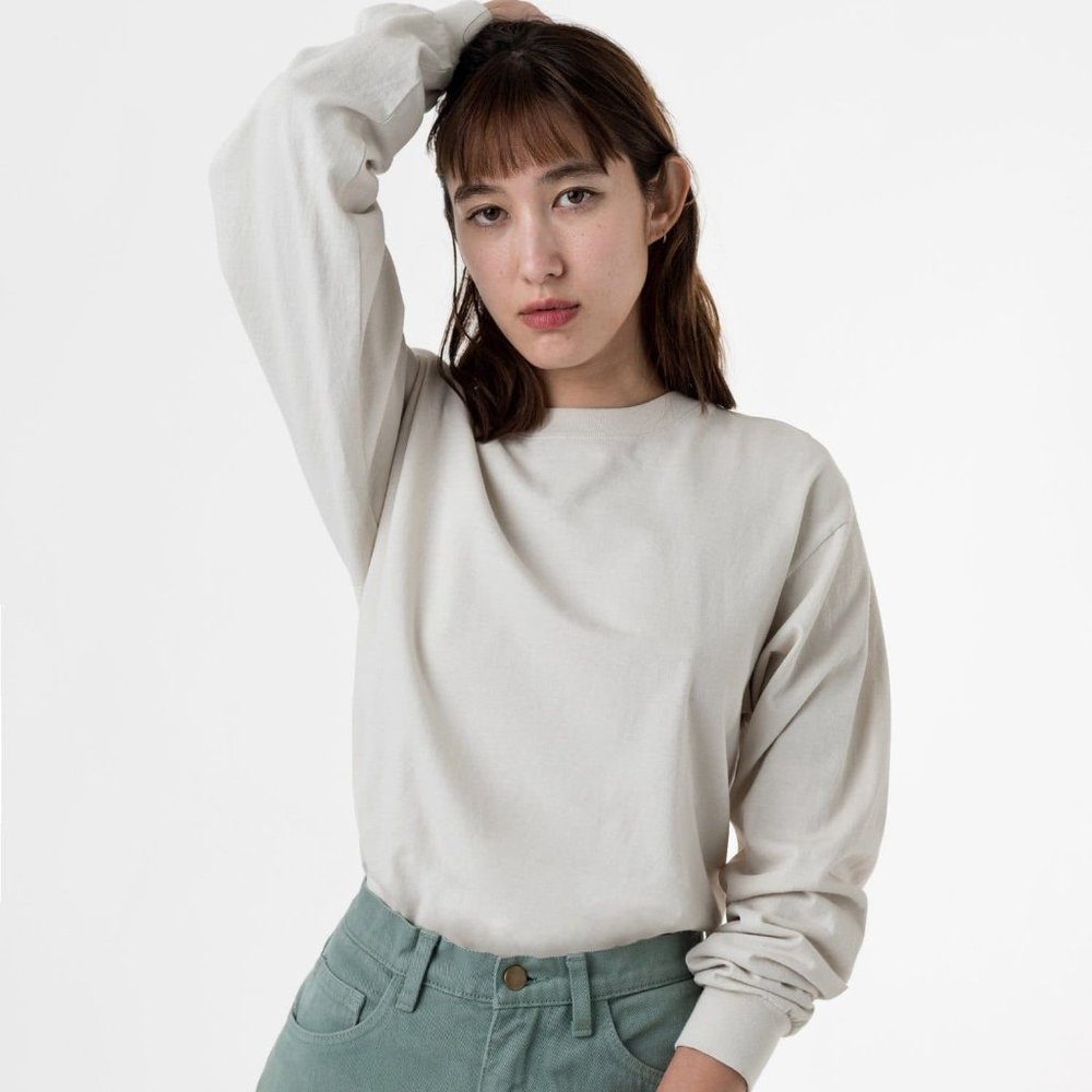 Los Angeles Apparel Long Sleeve Crew-Light Gray-S